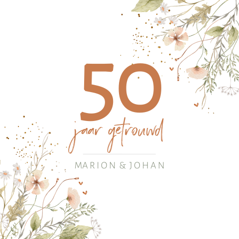 Uitnodiging jubileum korenbloemen met hartjes