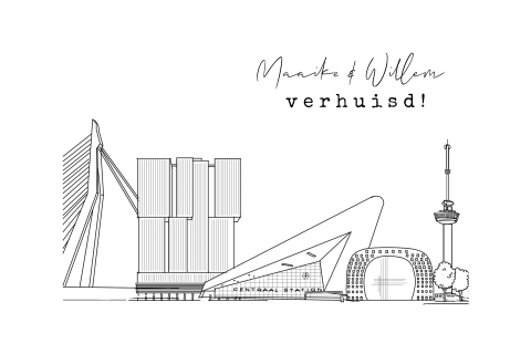 Verhuiskaart Rotterdam in lijntekening