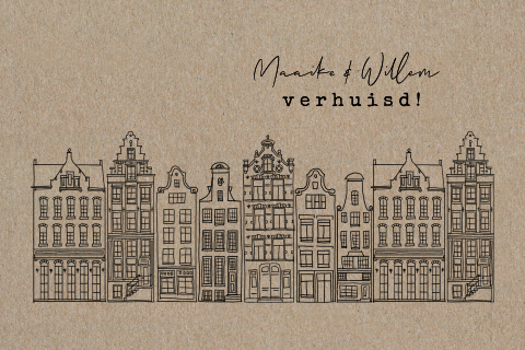 Verhuiskaart Amsterdam in lijntekening