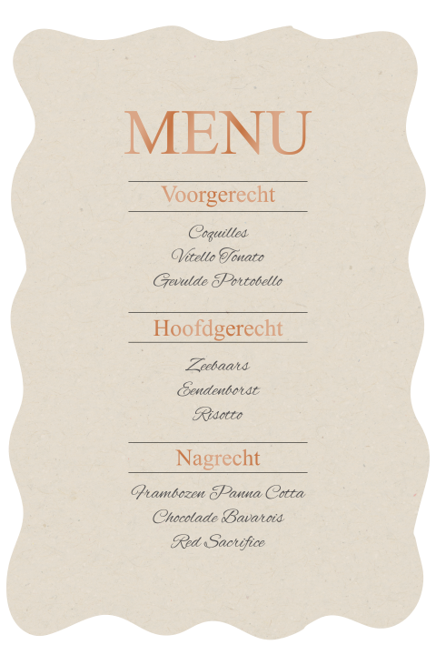 Menukaart bruinfolie luxe 