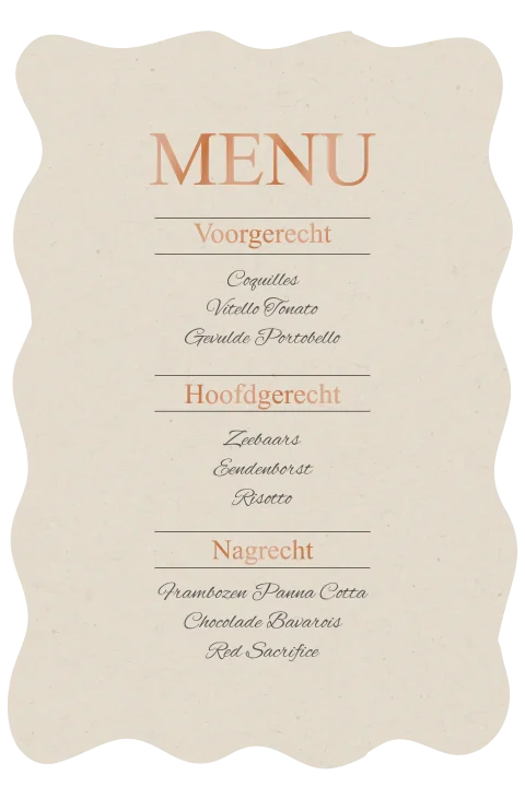 Menukaart bruinfolie luxe 