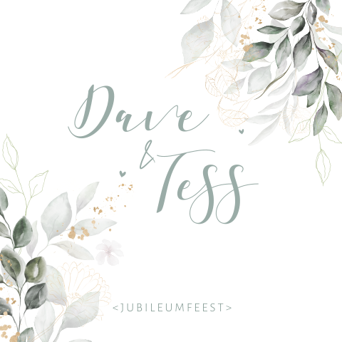Jubileum watercolor bladeren met hartjes