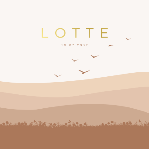 Geboortekaartje meisje landschap met vogels