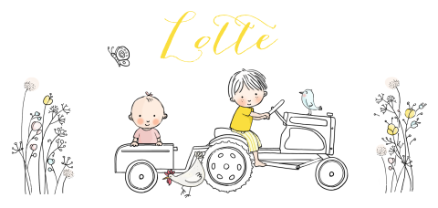 geboortekaartjes broertje baby tractor aanhanger baby broertje