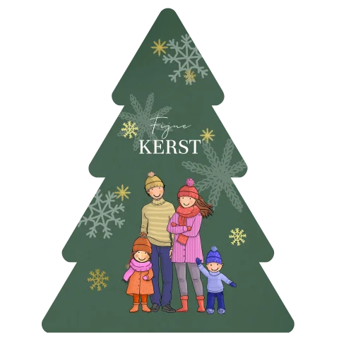 Stansvorm kerstboom met familie en goudfolie