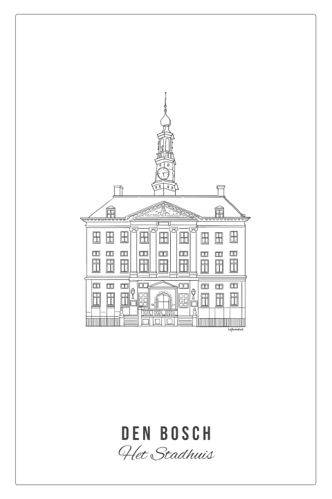 Verhuiskaart stadhuis 's-Hertogenbosch lijntekening