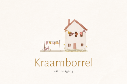 Kraamborrel huisje met waslijn