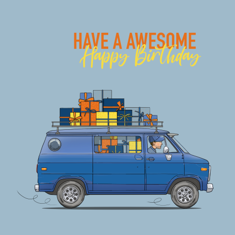 Verjaardagskaart Chevy camper