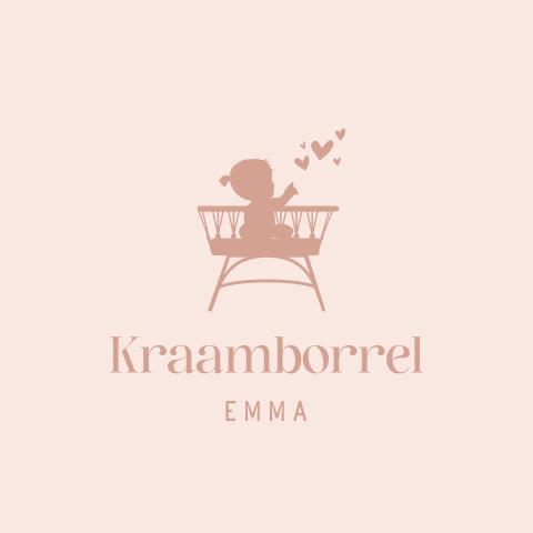 Kraamborrel wiegje met baby meisje
