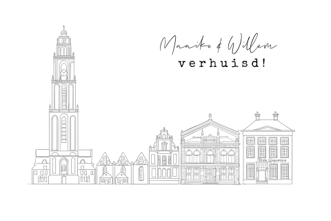 Verhuiskaart Groningen in lijntekening