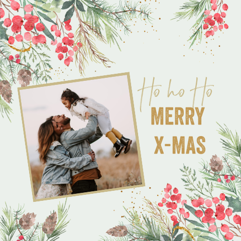 Kerstkaart watercolor illustratie met foto