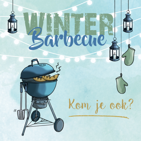 Uitnodiging winter barbecue met lampjes