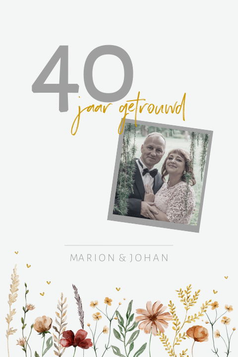 Uitnodiging 40 jaar veldbloemen met foto