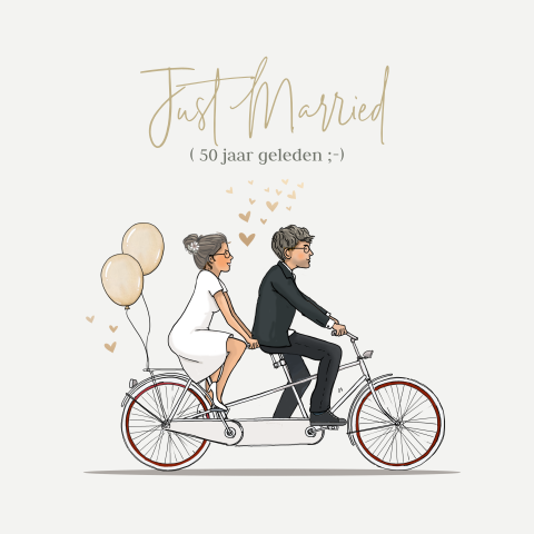 Uitnodiging jubileum bruidspaar op tandem