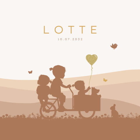 Poster vierkant 40 x 40 cm met zusje op bakfiets