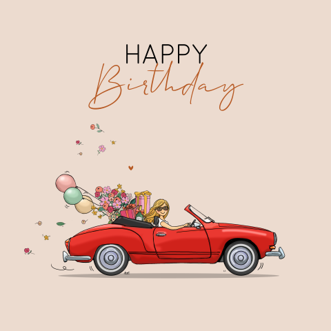 Verjaardagskaart Volkswagen Karmann ghia