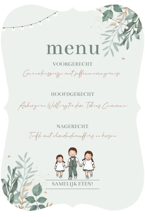 Menukaart takjes met lichtjes prikkabel