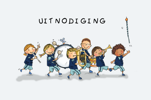 Uitnodiging fanfare blauw