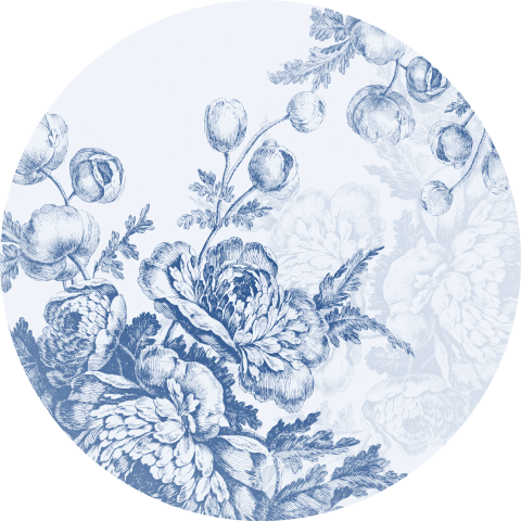 Behangcirkel delftsblauwe bloemen