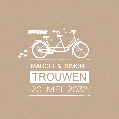Trouwkaart grafisch kraftlook tandem