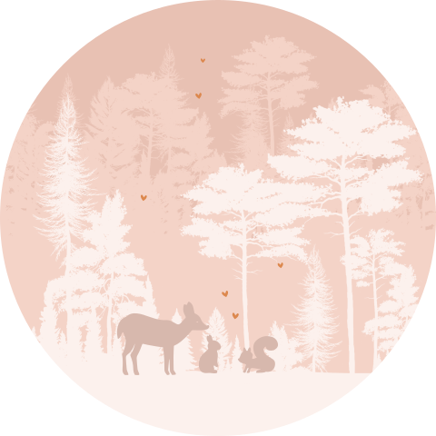 Behangcirkel bomen roze wit