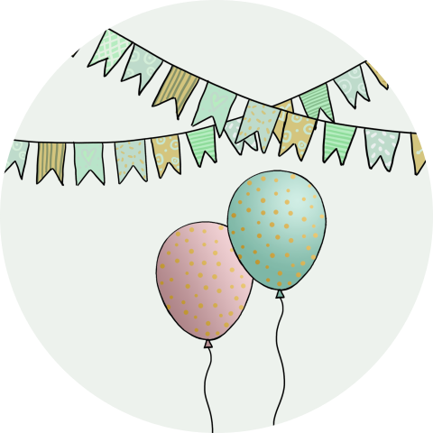 Sluitzegel ballonnen en vlaggetjes