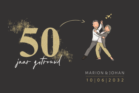 Jubileumkaart 50 jaar dansend paar donker