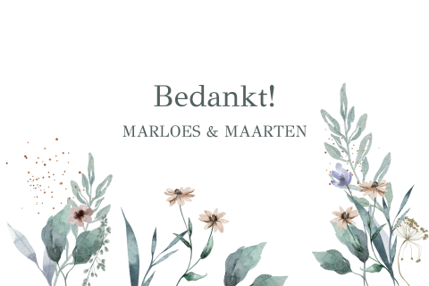 Bedankkaart bloemen met teksten