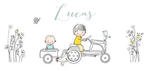 geboortekaartjes broer baby tractor aanhanger baby jongen broer