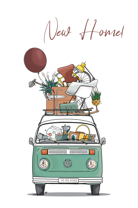 Verhuiskaart volkswagen t2 wit voorkant