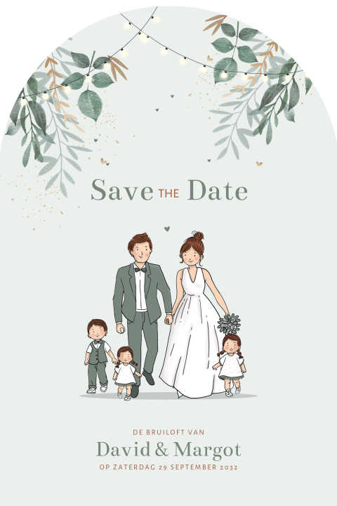 savethedate trouwkaart met kinderen