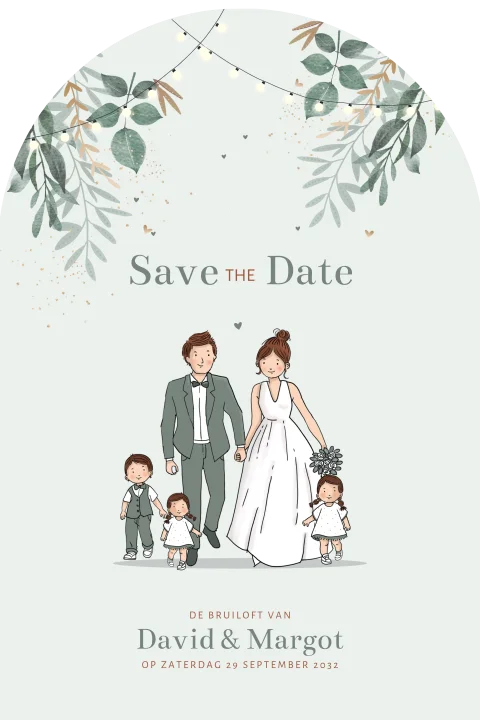 savethedate trouwkaart met kinderen