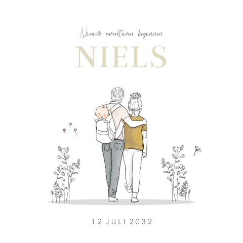geboortekaartjes jongen pentekening ouders baby meisje