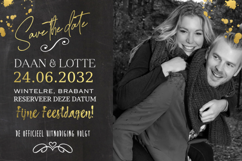 Kerst save the date goudfolie