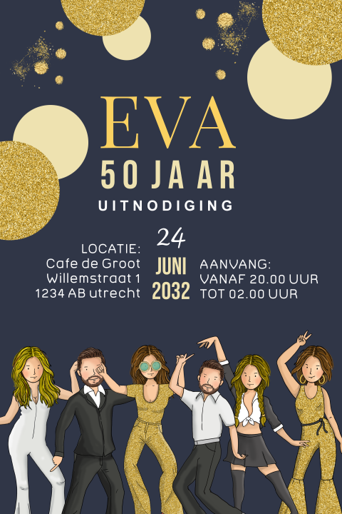 Uitnodiging bollen met glitters