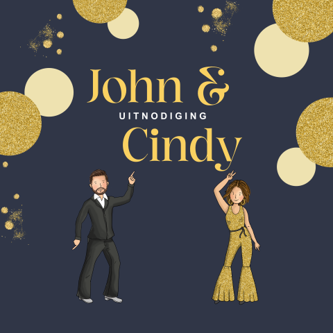 Uitnodiging feestje met disco glitters