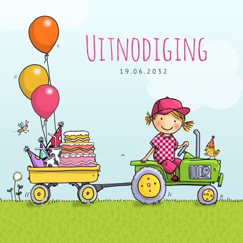 Uitnodiging boerderijfeestje meisje