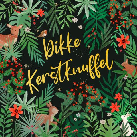 Kerstkaart donker bosdieren en natuur