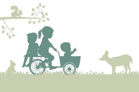 Geboortekaartje jongen stans zus broertje bakfiets groen