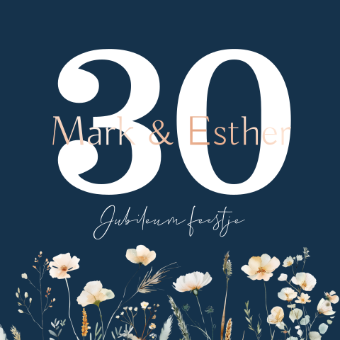 Jubileumkaart 30 jaar getrouwd bloemen
