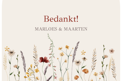 Bedankkaart veldbloemen met teksten