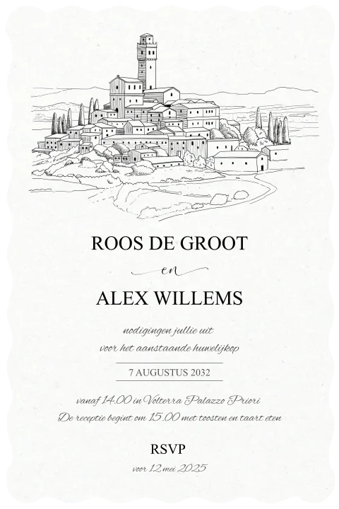 Trouwkaart getekende Toscane met mooie vorm