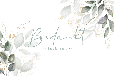 Bedankkaart blaadjes takjes en glitters