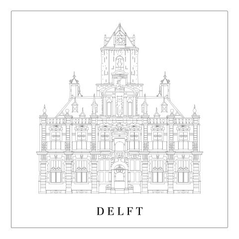 Poster 60 x 60 Delft Stadhuis