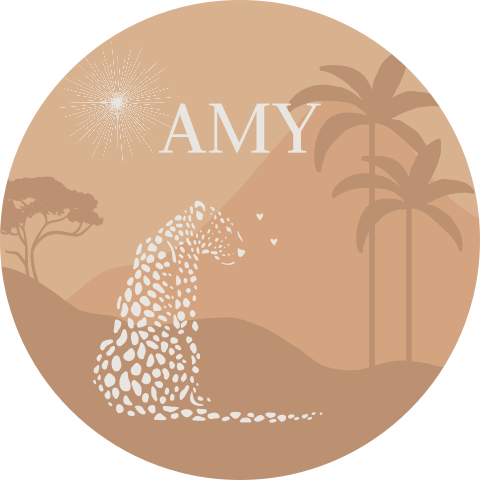 Behangcirkel 80 cm rond luipaard met landschap