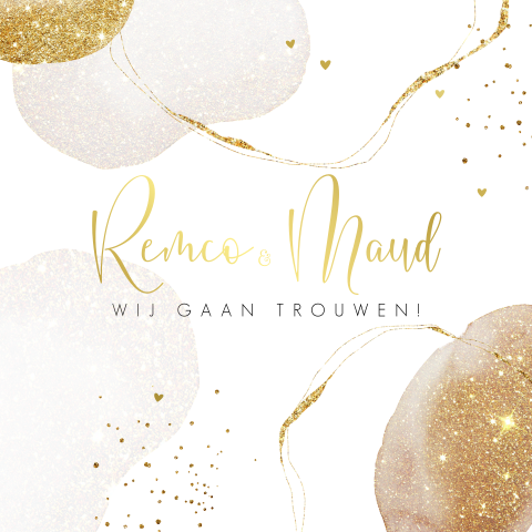 Trouwkaart glitter en glamour