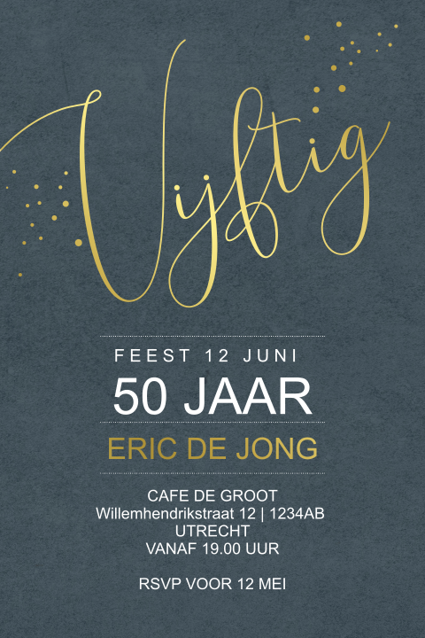 Uitnodiging vijftig jaar met mooie letters