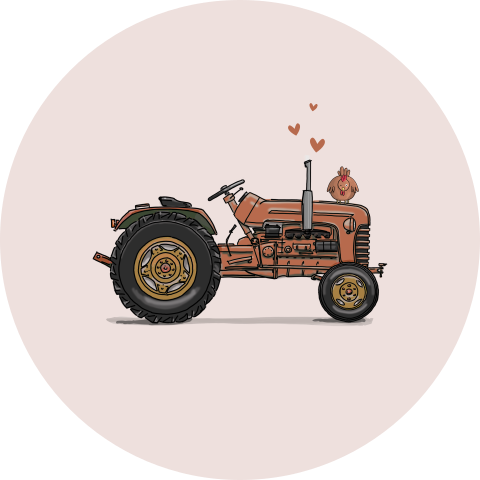 Sluitzegel tractor met kip en hartjes