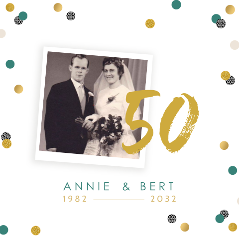 Uitnodiging confetti met foto en teksten