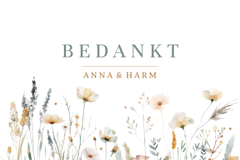 Bedankkaart veldbloemen in mooie tinten